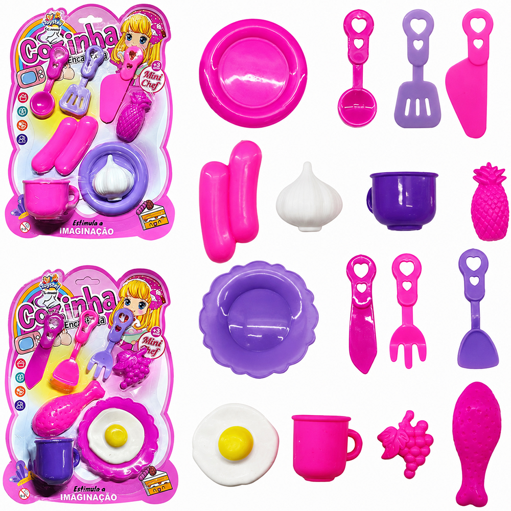 KIT COZINHA INFANTIL COM UTENCILIOS + OVO E ACESSORIOS 8 PECAS
