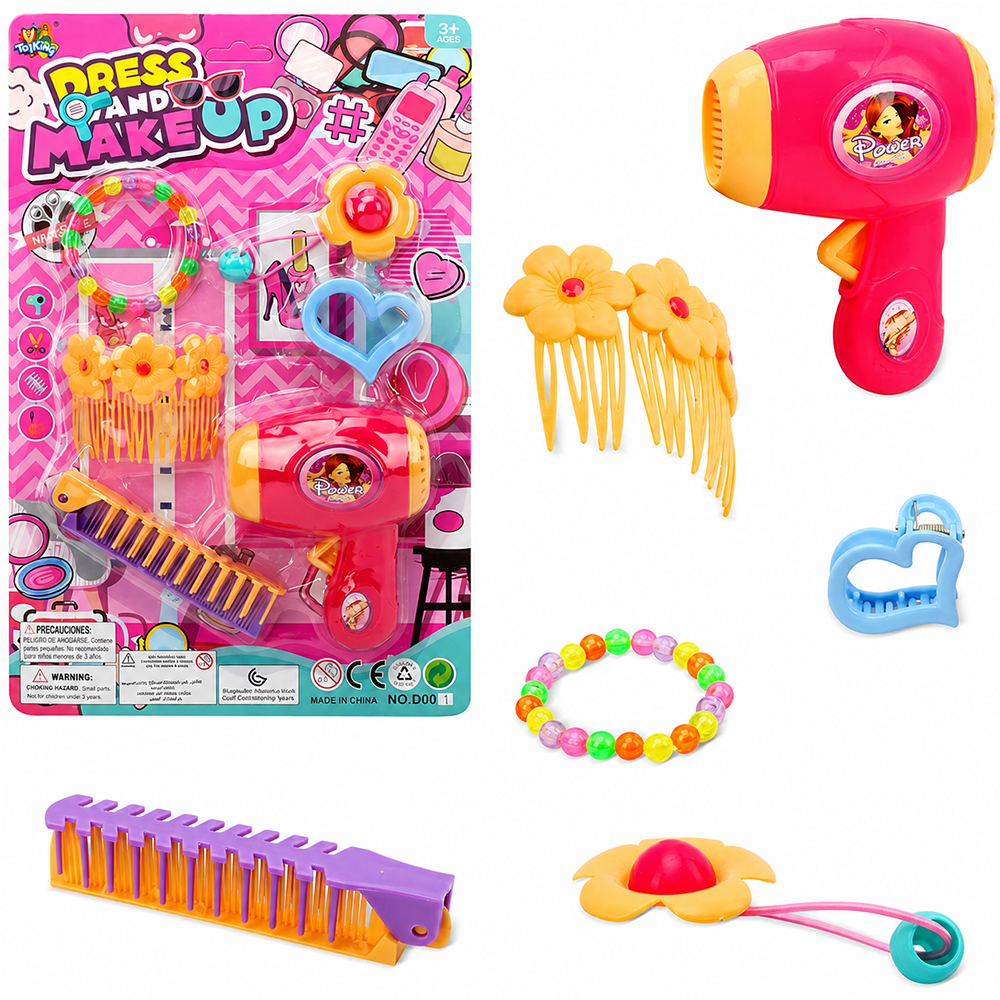 KIT BELEZA INFANTIL COM SECADOR + ACESSORIOS 6 PECAS