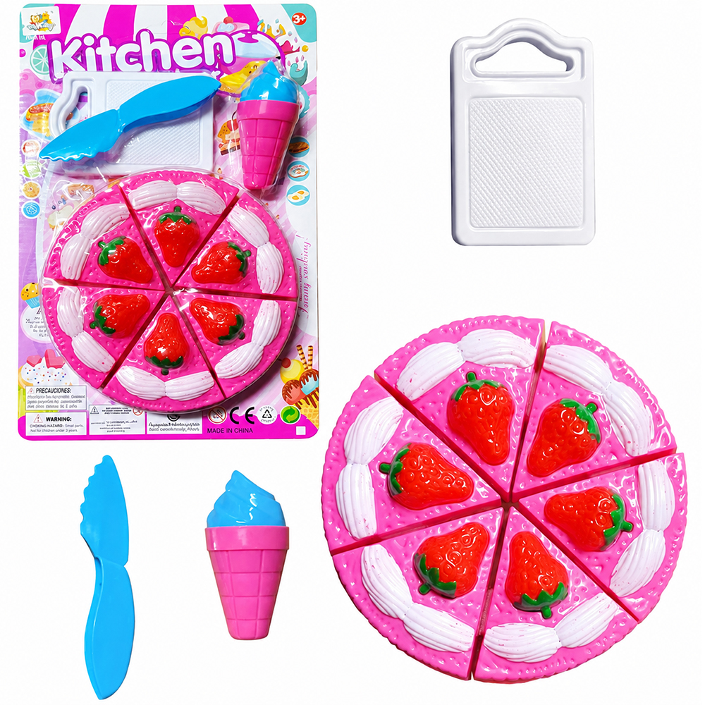 KIT COZINHA INFANTIL COM BOLO + FACA E ACESSESORIOS 