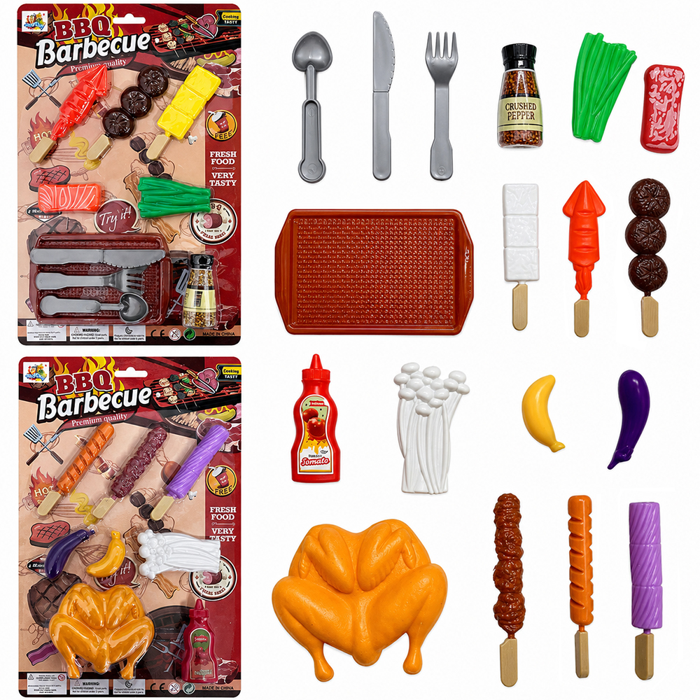 KIT COZINHA INFANTIL CHURRASCO COM BANDEJA + ESPETINHO E ACESSORIOS 10 PECAS
