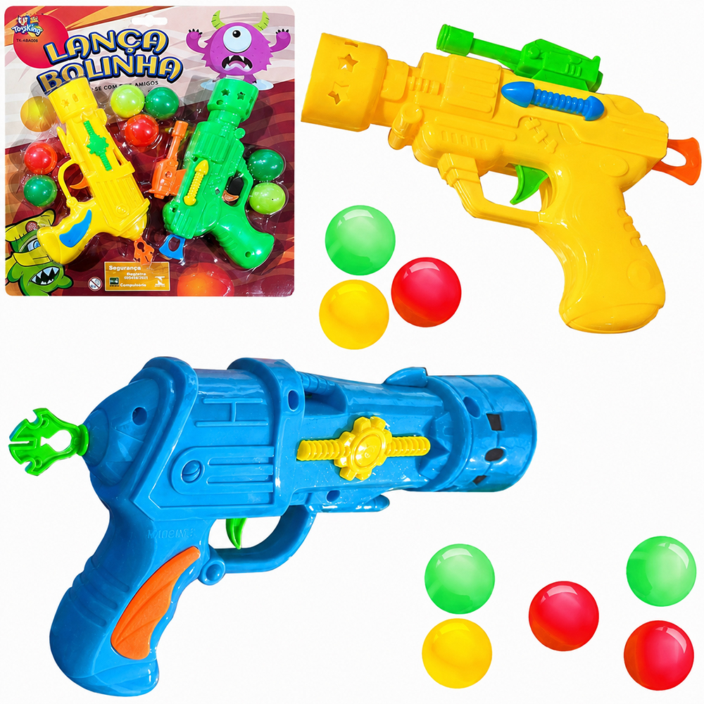 PISTOLA LANCA BOLA DUPLA COM 7 BOLAS BALL GUN