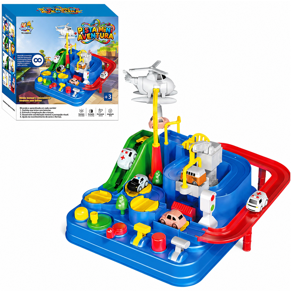 PISTA MINI AVENTURA COM 4 CARROS + ACESSORIOS