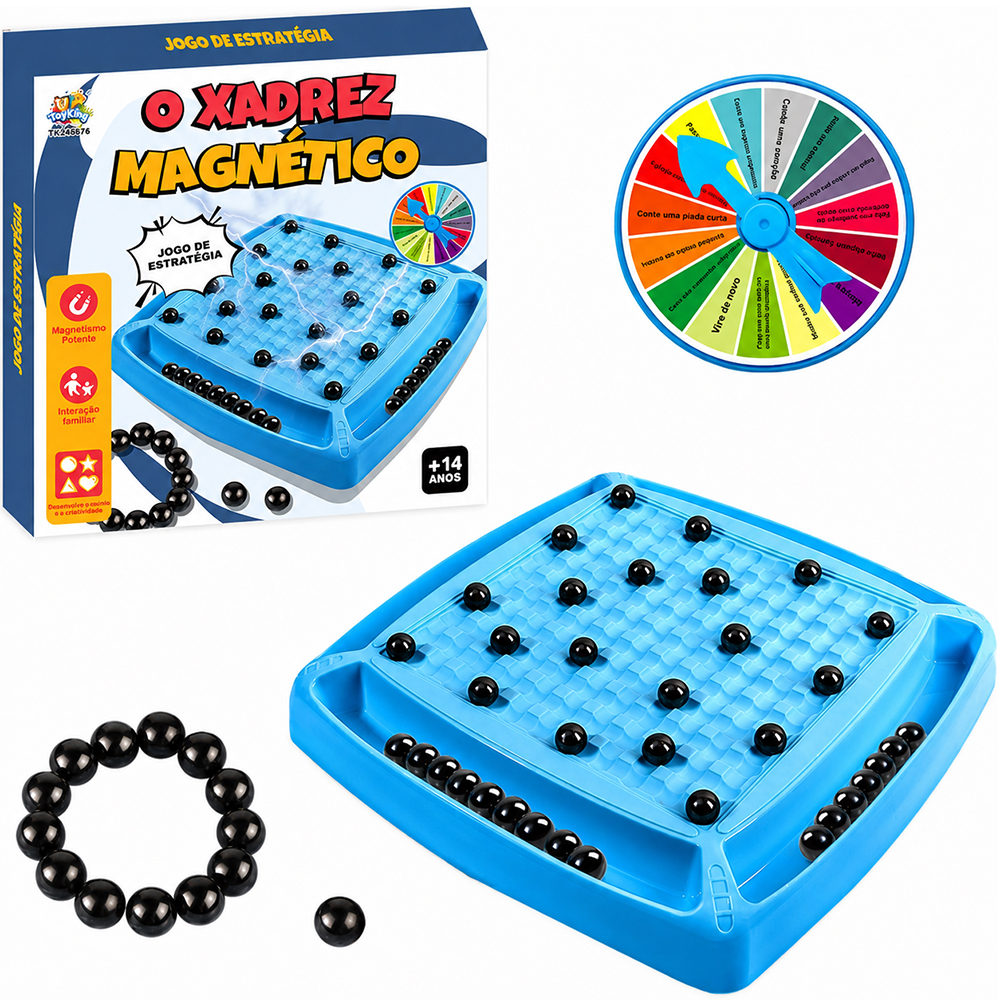 JOGO DE XADREZ MAGNETICO INTERATIVO COM 24 BOLAS 