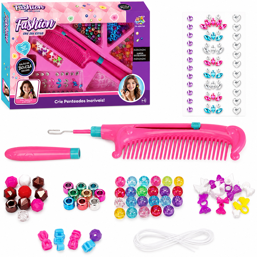 KIT BELEZA / BIJUTERIA INFANTIL COM MICANGAS + APLICADOR E ACESSORIOS FASHION