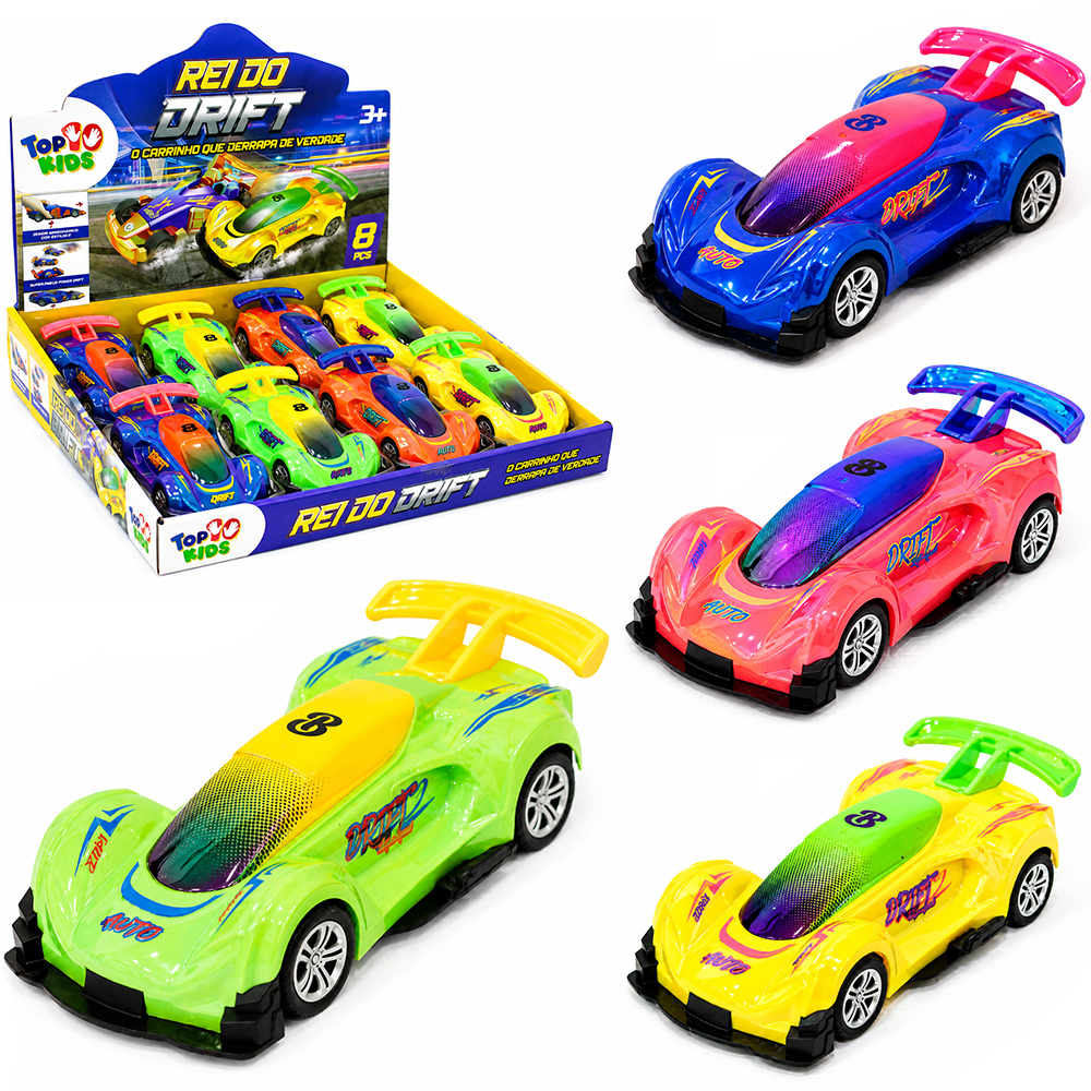 CARRO CINTILANTE A FRICCAO REI DO DRIFT TOP KIDS DP PLAY