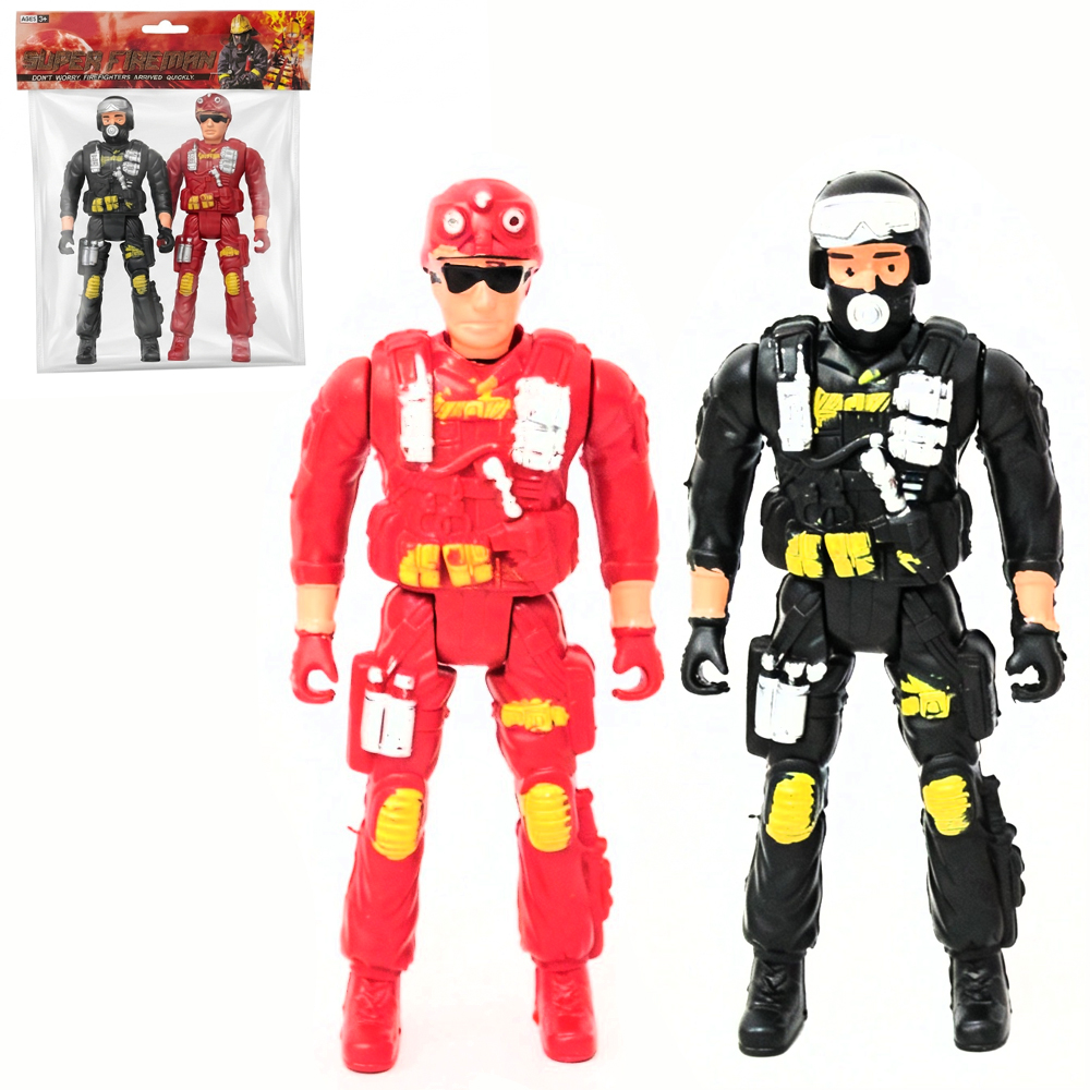 BONECO SOLDADO BOMBEIRO SUPER FIREMAN COM 2 PECAS 