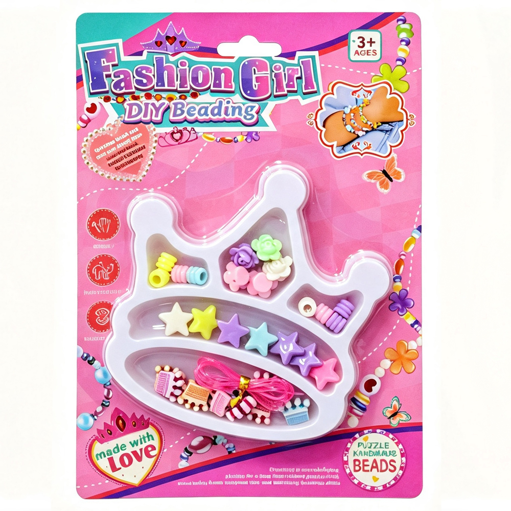 KIT BELEZA / BIJUTERIA INFANTIL COM 35 MICANGAS FASHION GIRL DIY BEADING COROA 