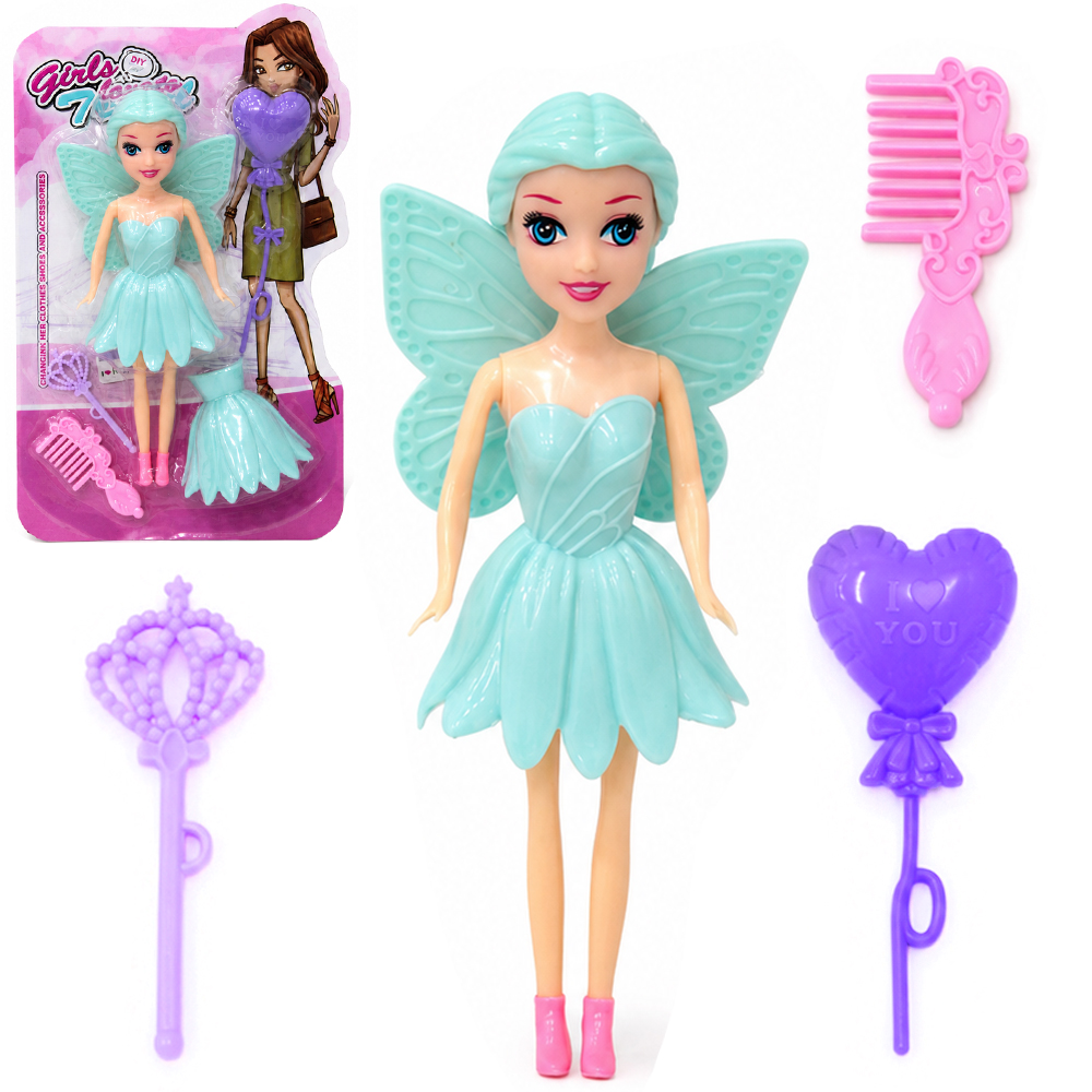 BONECA FADA GIRLS LOVE TO TRAVEL TROCA ROUPA DE PLASTICO COM BALAO + PENTE E VARINHA MAGICA / CETRO 