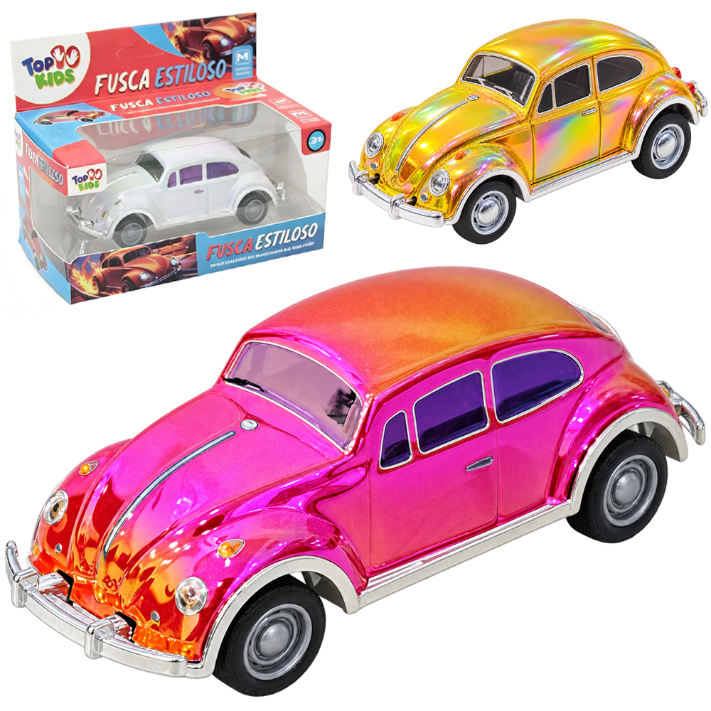 CARRO FUSCA ESTILOSO DE METAL CINTILANTE A FRICCAO PULL BACK TOP KIDS
