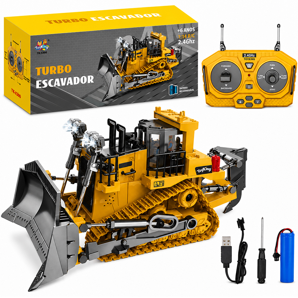 TRATOR TURBO ESCAVADOR REMOVEDOR NEVE / AREIA METAL / PLASTICO CONTROLE REMOTO SEM FIO SOM E LUZ BATERIA RECARREGAVEL