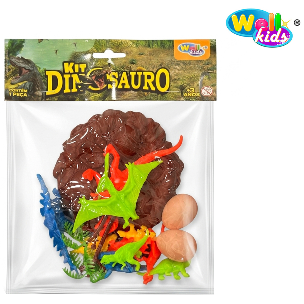 KIT ANIMAL DINOSSAURO DE PVC COM ACESSORIOS 15 PECAS