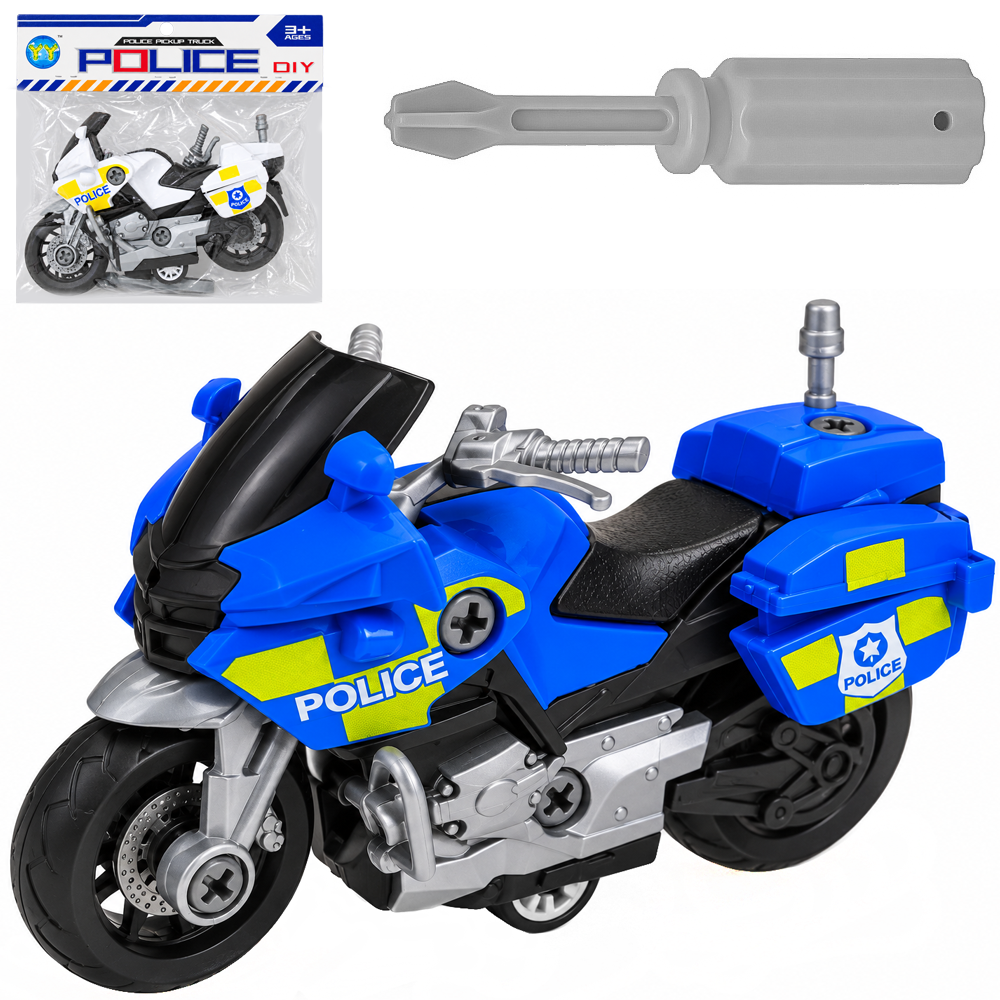 MOTO A FRICCAO POLICIA MONTA E DESMONTA DIDATICO COM ACESSORIO X-CELL