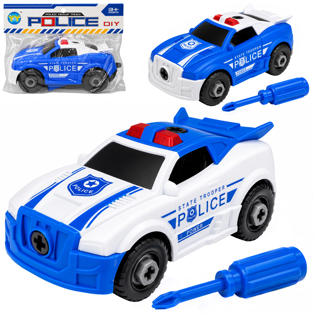 CARRO POLICIA MONTA E DESMONTA DIDATICO COM ACESSORIO RODA LIVRE X-CELL