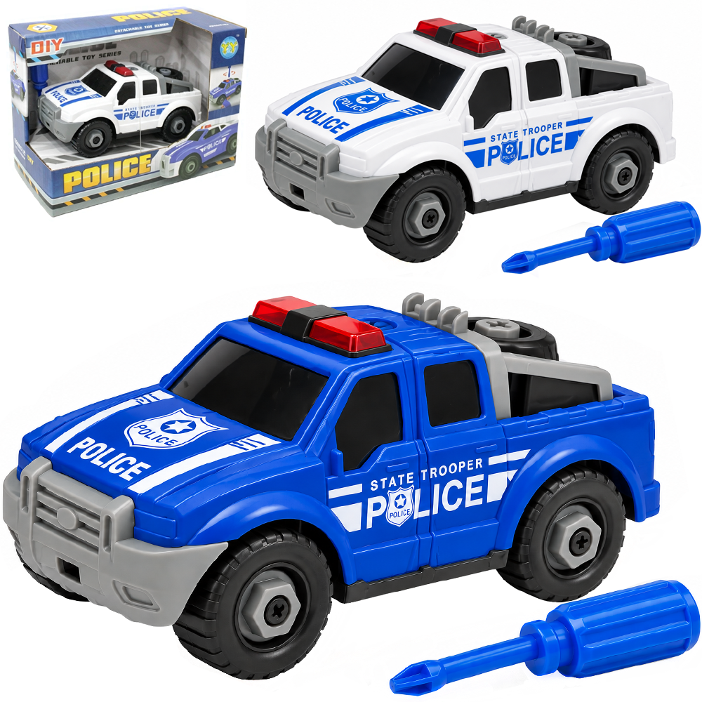 CARRO POLICIA MONTA E DESMONTA DIDATICO COM ACESSORIO RODA LIVRE X-CELL