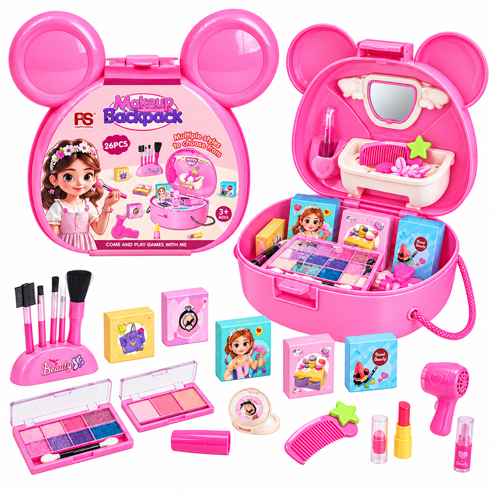 KIT BELEZA INFANTIL COM SECADOR + ESPELHO E ACESSORIOS MAKEUP BACKPACK X-CELL 26 PECAS NA MALETA