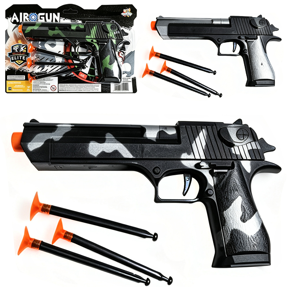 PISTOLA / REVOLVER LANCA DARDO VENTOSA COM 3 DARDOS AIROGUN SUPER ALVO