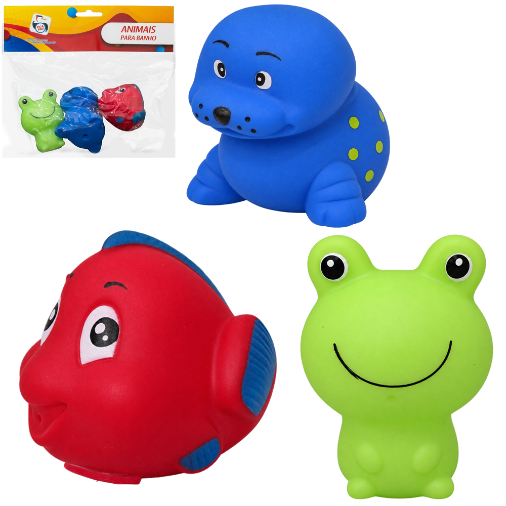 BRINQUEDO PARA BANHO DE PVC COM 3 PECAS