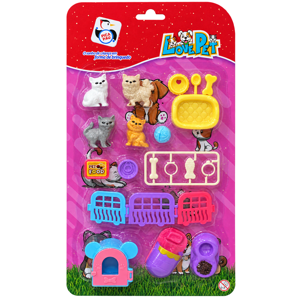 KIT PET COM CACHORRO + CASINHA E ACESSORIOS LOVE PET 13 PECAS