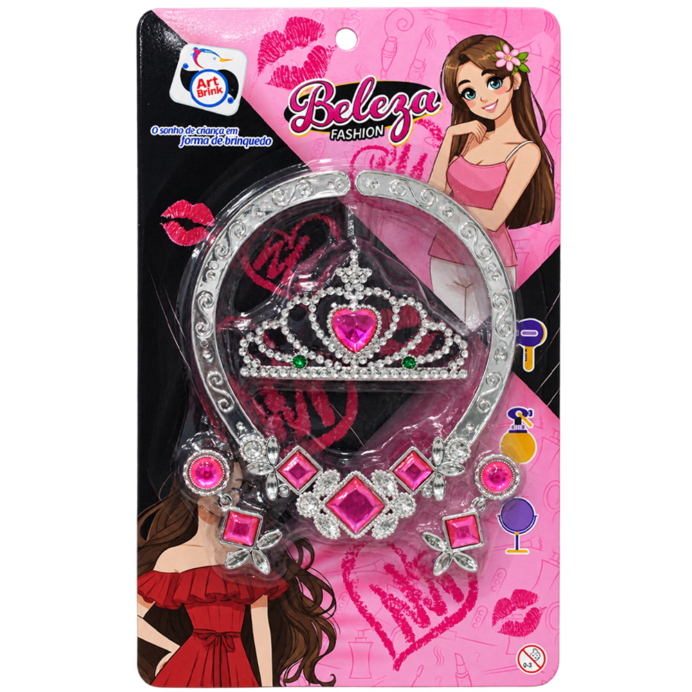 KIT BELEZA INFANTIL COM TIARA + ACESSORIOS FASHION 4 PECAS