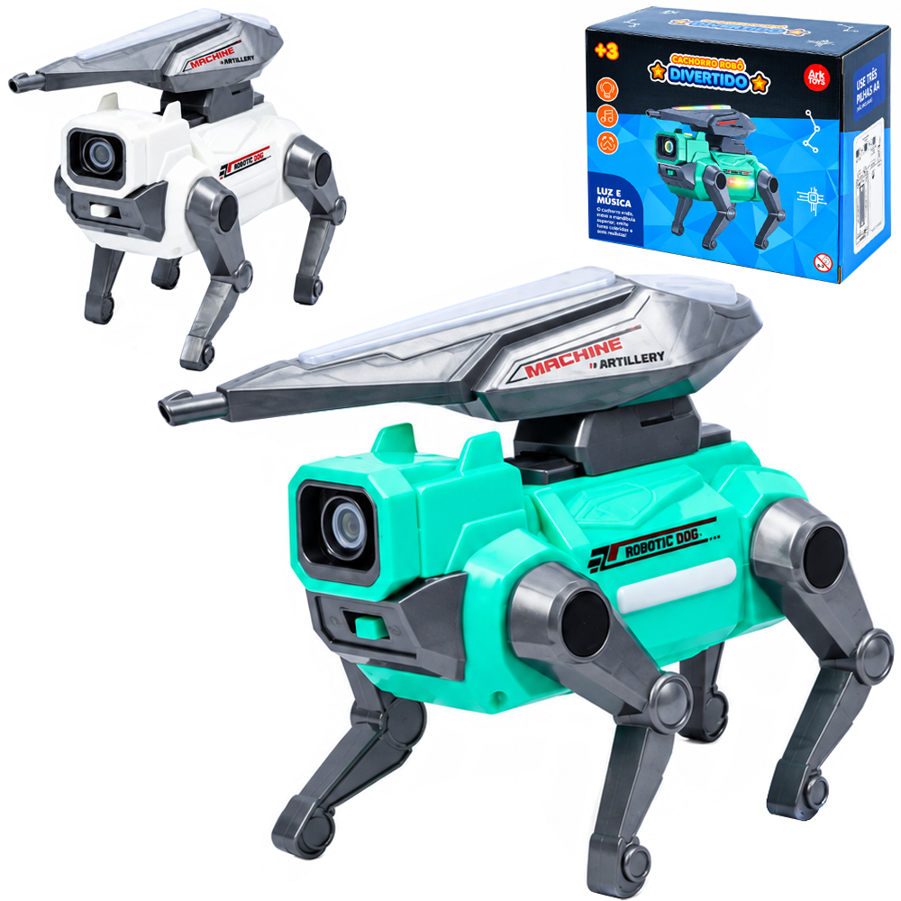 CACHORRO ROBO DIVERTIDO COM SOM E LUZ A PILHA