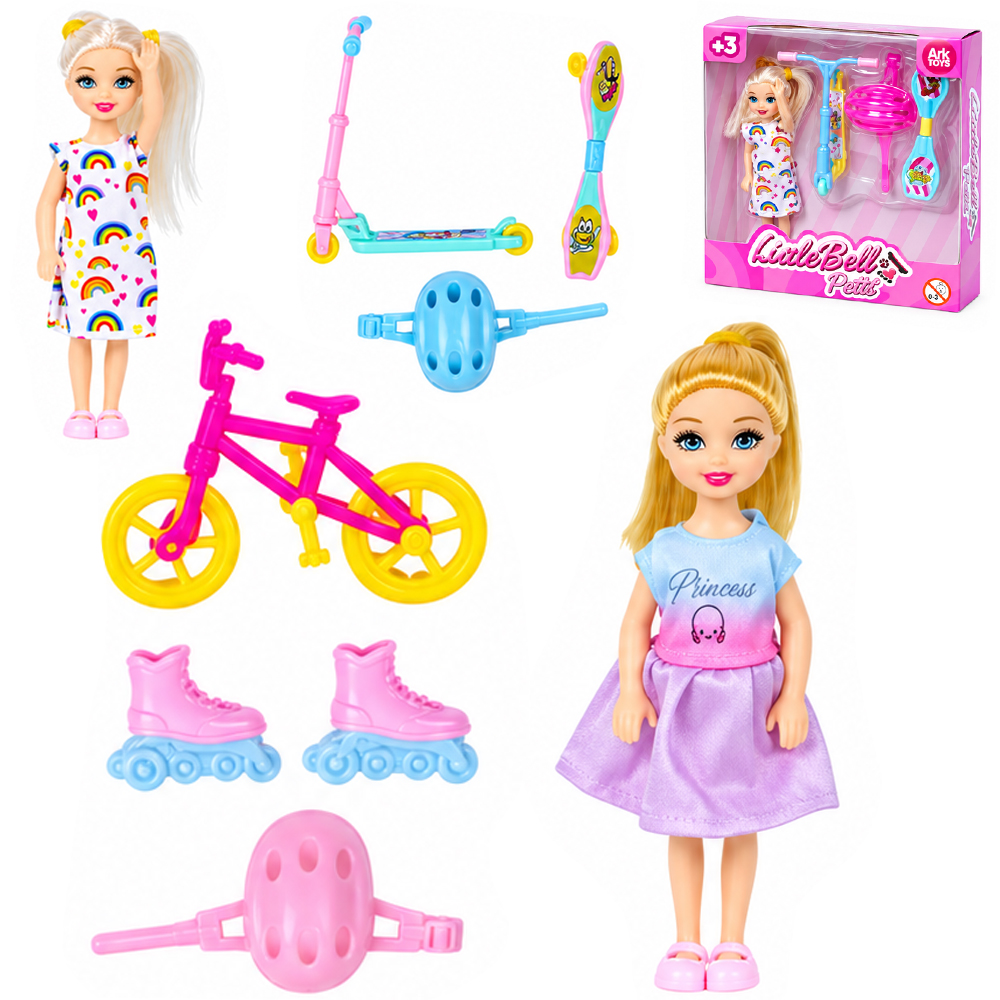 BONECA LINDA BELL PETTIT ESPORTE COM CAPACETE + ACESSORIOS