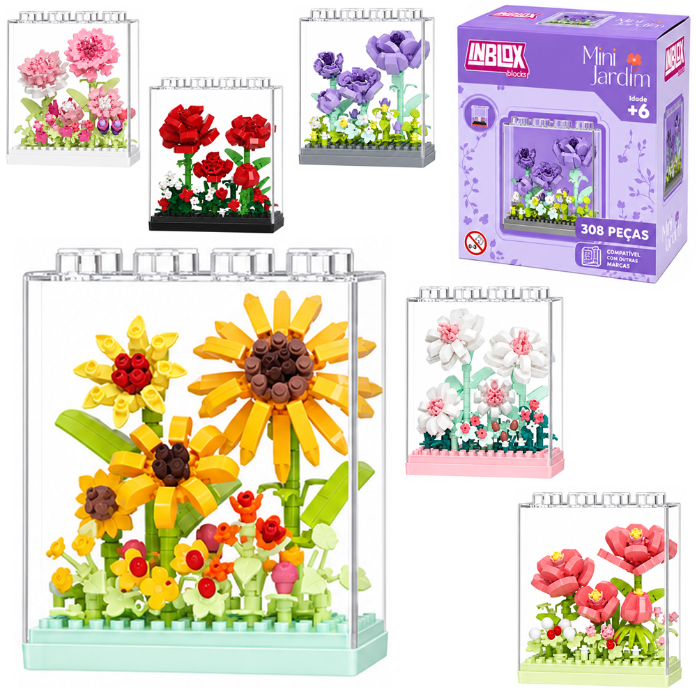 BLOCOS DE MONTAR INBLOX MINI JARDIM COM PROTECAO DE ACRILICO TLEG