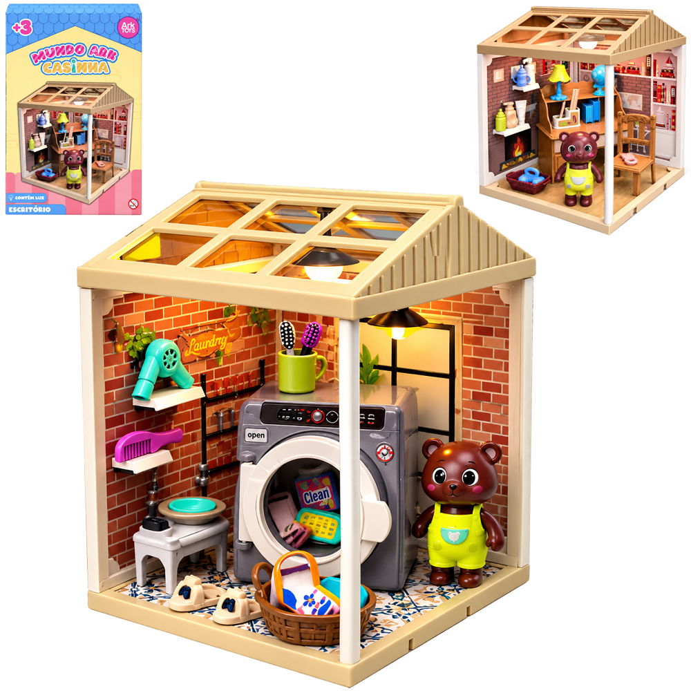 URSO PLAYSET MUNDO ARK CASINHA COM ACESSORIOS + LUZ A BATERIA