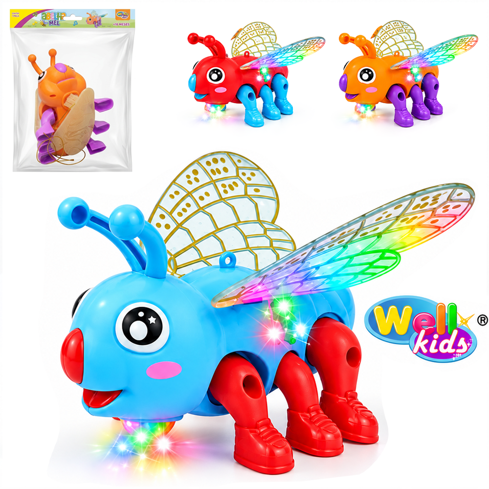 ABELHA COM MOVIMENTO + SOM + LUZ E CORDAO A PILHA 