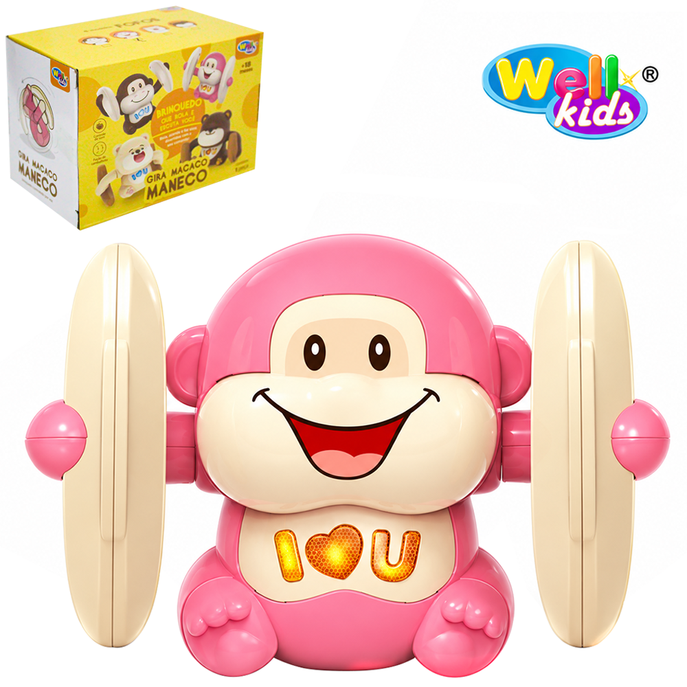 MACACO GIRA COM SOM E LUZ A PILHA 