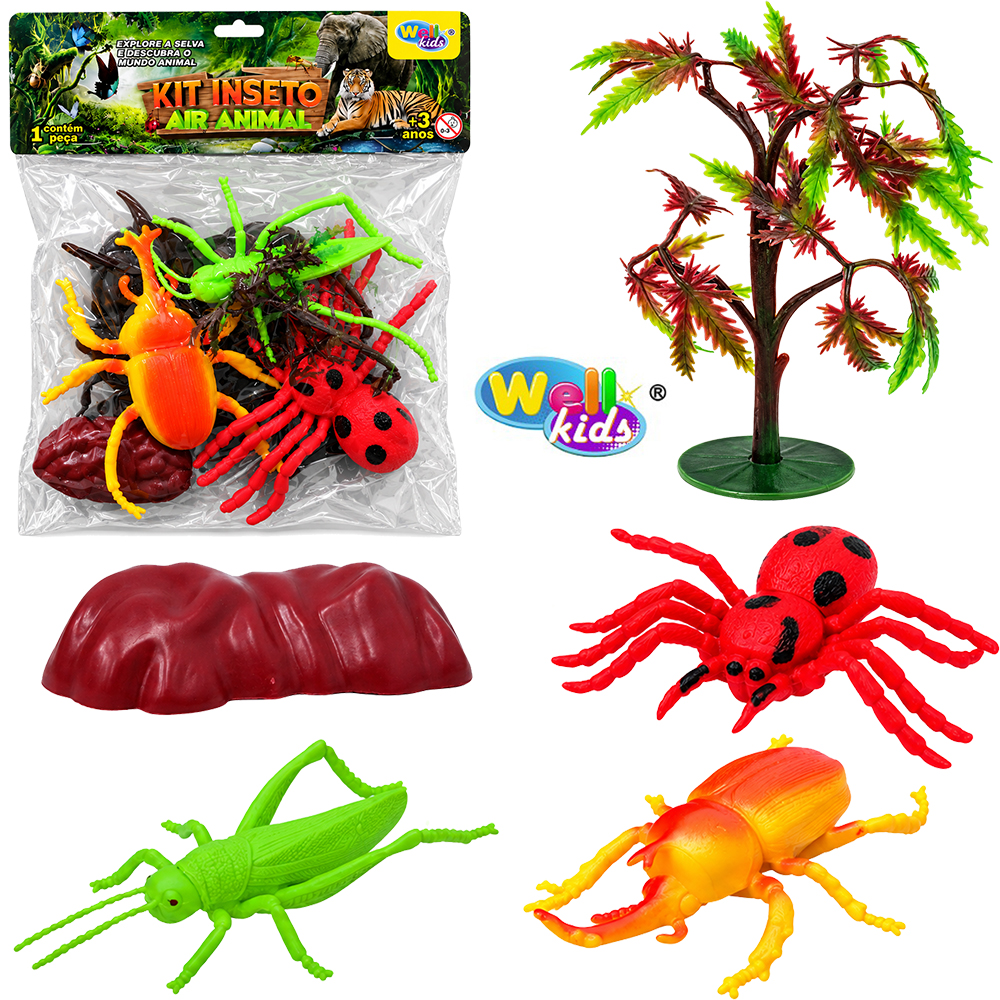 KIT ANIMAL SELVAGEM INSETOS DE PVC AIR ANIMAL COM ACESSORIOS 5 PECAS 
