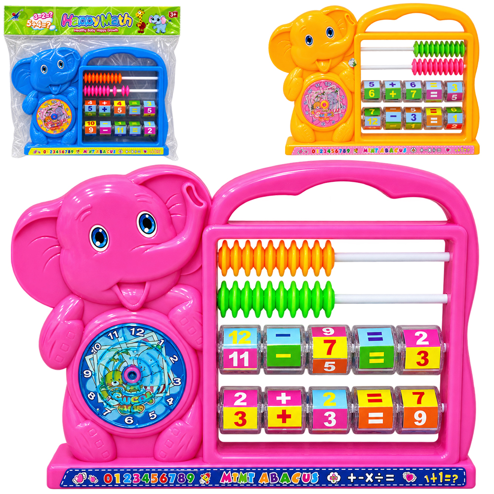 ABACO DIDATICO DE MESA DE PLASTICO ELEFANTE COM CONTINHA + JOGO 25,5X17X3,5CM
