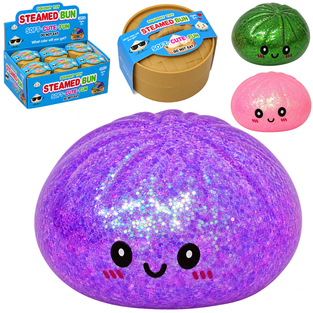 PAOZINHO NO VAPOR SPREM BALL SQUISH STEAMED BUN TOP KIDS NO ESTOJO DE PLASTICO DP PLAY