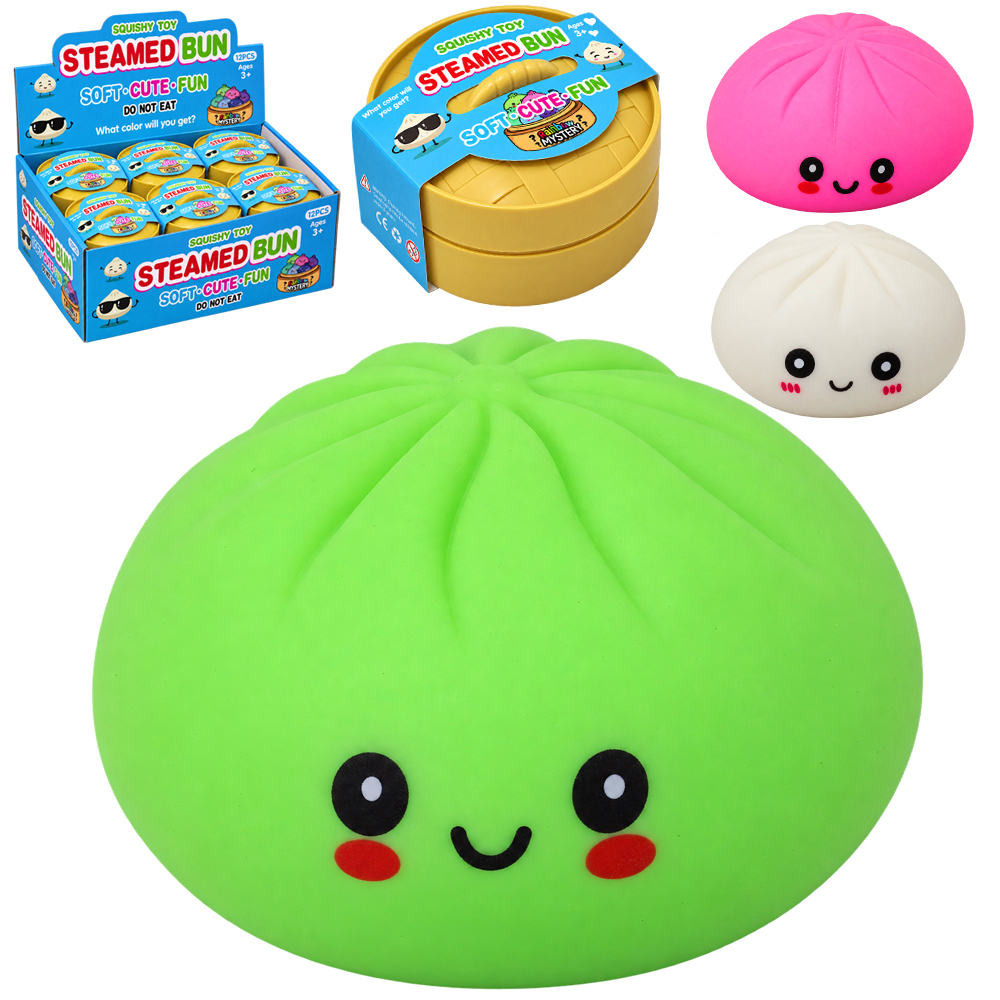PAOZINHO NO VAPOR SPREM BALL SQUISH STEAMED BUN TOP KIDS NO ESTOJO DE PLASTICO DP PLAY
