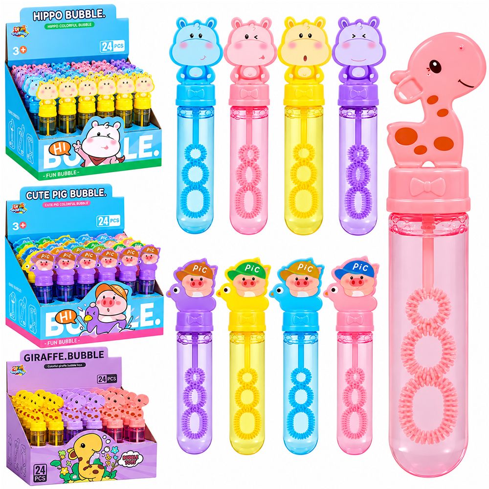 LANCA BOLHA DE SABAO NO TUBO GIRAFA / PORCO / HIPOPOTAMO GIRAFFE / CUTE PIG / HIPPO BUBBLE 14CM DP PLAY 