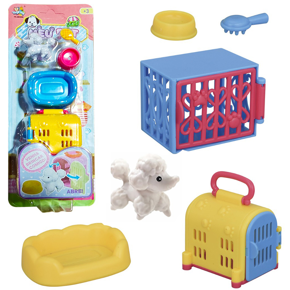 KIT PET COM CACHORRO + CASINHA E ACESSORIOS MEU PET 5 PECAS