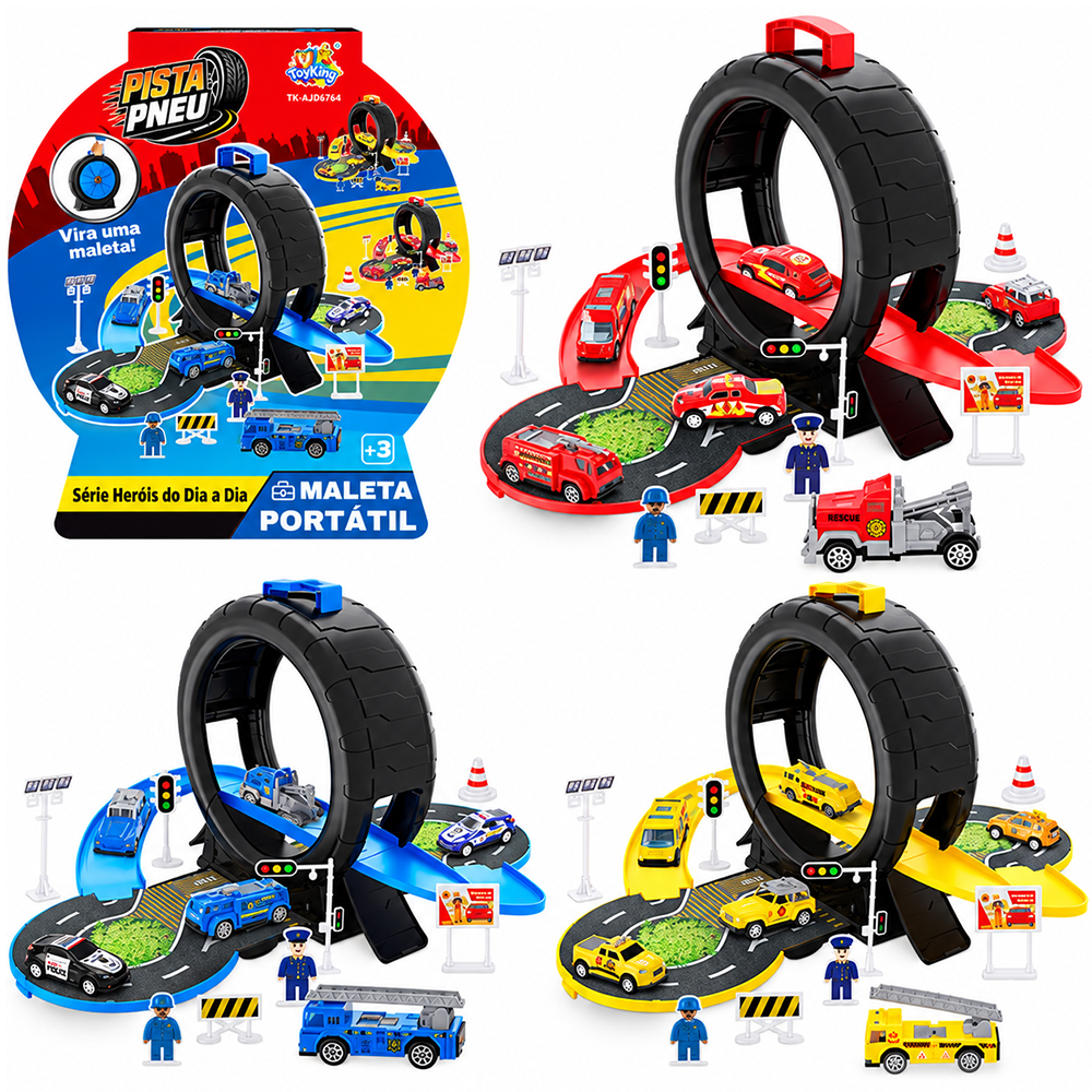 MONTA MONTA GARAGEM / PISTA ESTACIONAMENTO PNEU COM 2 CARROS + ACESSORIOS 11 PECAS