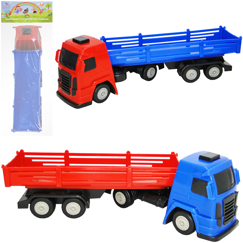 CAMINHAO CARRETA NEW TRUCK CARGA SECA RODA LIVRE COLORS 30X9,5X8CM NA SOLAPA