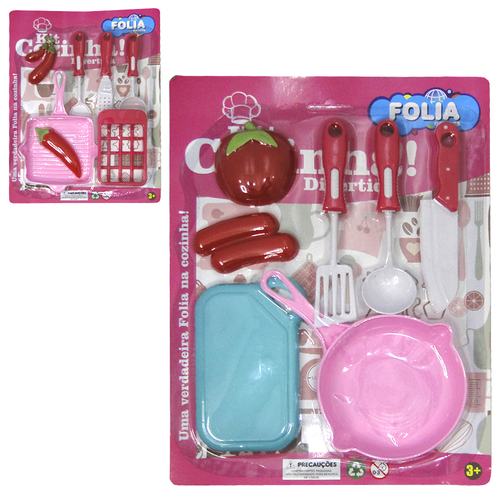 KIT COZINHA INFANTIL COM FRIGIDEIRA + UTENSILIOS E ACESSORIOS 7 PECAS