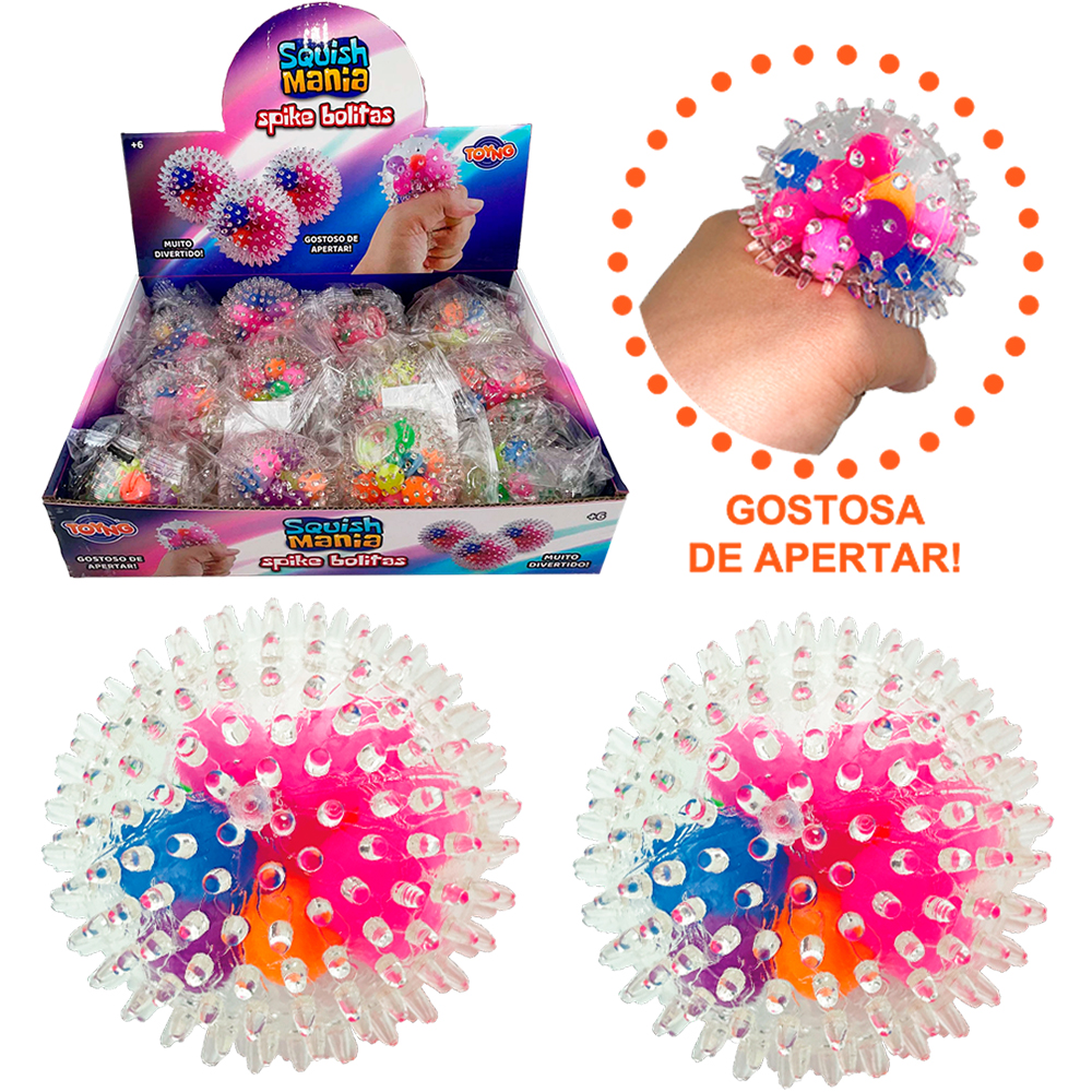 BOLA BOLINHAS SPREM BALL SQUISH MANIA SPIKE BOLITAS COLORS 6,5CM DE Ø 