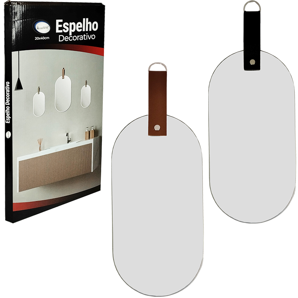 ESPELHO DE PENDURAR EMOLDURADO OVAL DECORATIVO + ALCA 40X20CM