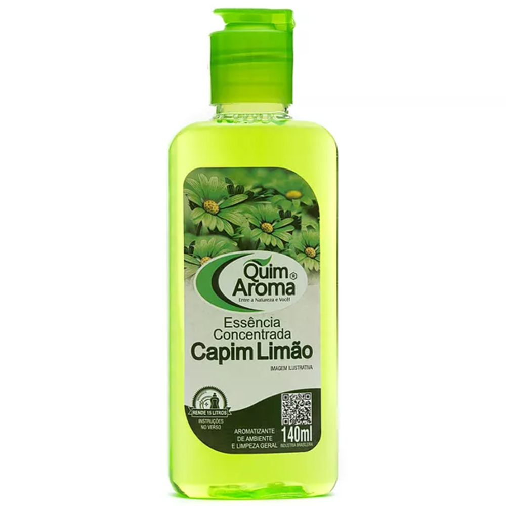 ESSENCIA CONCENTRADA AROMATIZANTE DE AMBIENTE CAPIM LIMAO COM TAMPA FLIP 140ML