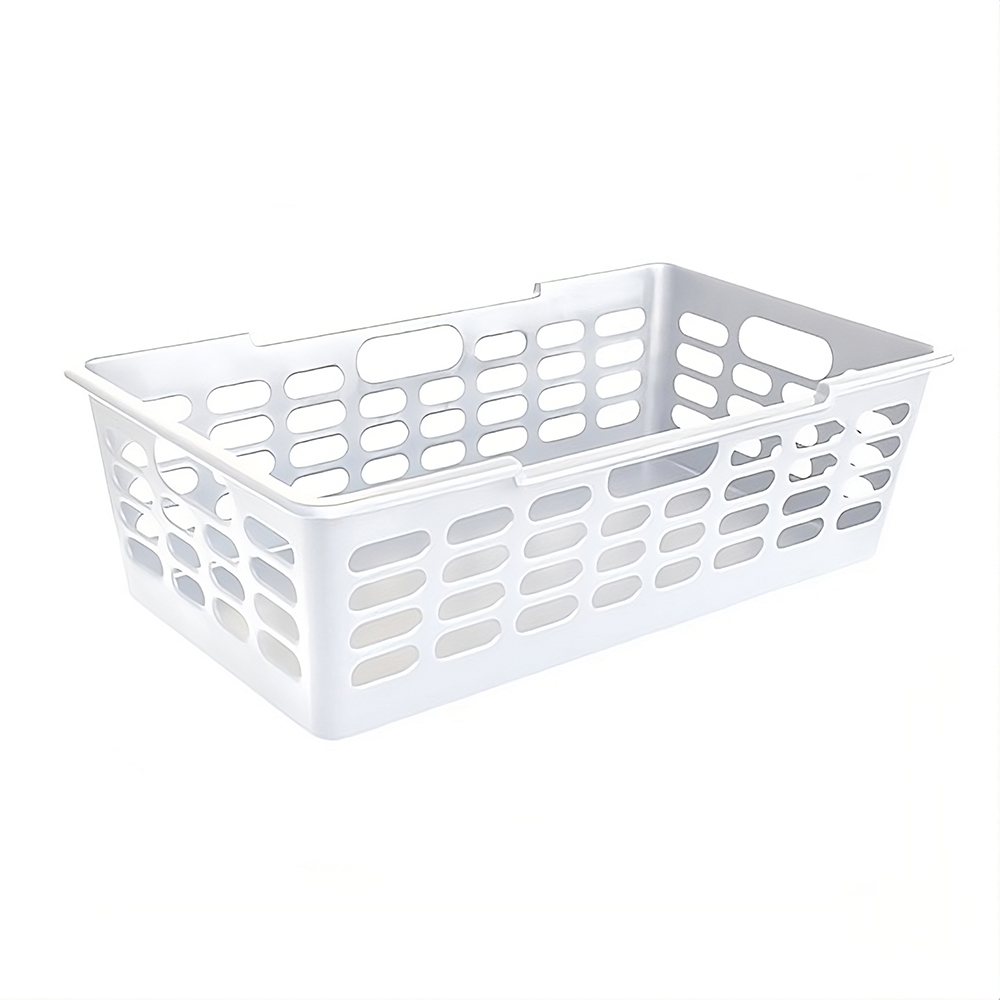 CESTO ORGANIZADOR DE PLASTICO RETANGULAR VAZADO COM ALCA ATENAS GRANDE BRANCO 51X29X15,5CM