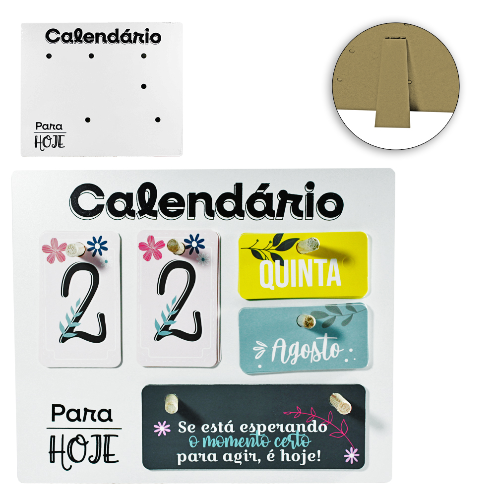 CALENDARIO DE MADEIRA MDF RETANGULAR 24X20CM