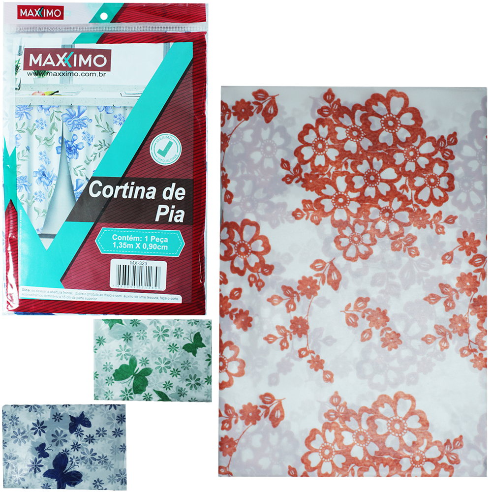 CORTINA DE PIA DE PLASTICO PE ESTAMPAS SORTIDAS 135X90CM