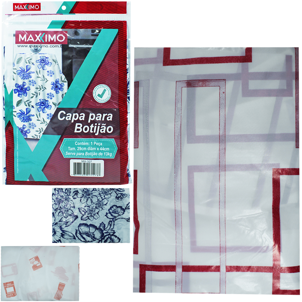 CAPA DE PLASTICO PE PARA BOTIJAO 13KG ESTAMPAS SORTIDAS 44X29CM DE Ø