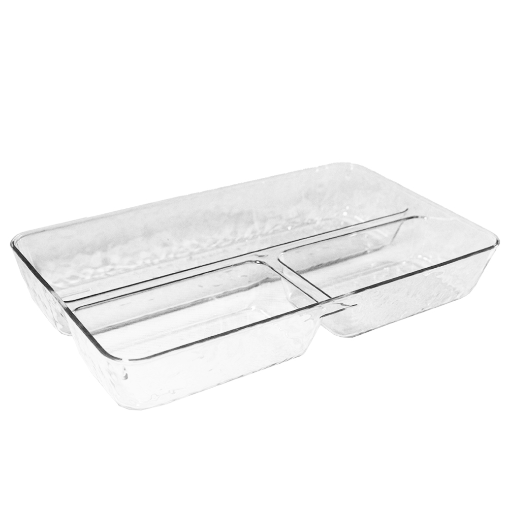 ORGANIZADOR DE PLASTICO PET FLEXIVEL RETANGULAR COM 3 DIVISORIA 26,6X15,5X4CM