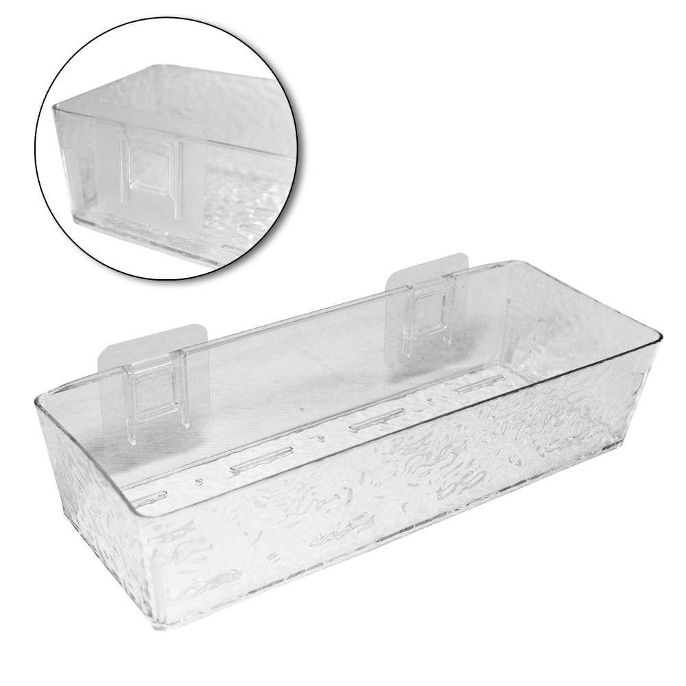 CESTO ORGANIZADOR DE PLASTICO PET FLEXIVEL RETANGULAR AUTOADESIVO 28X11X6,3CM