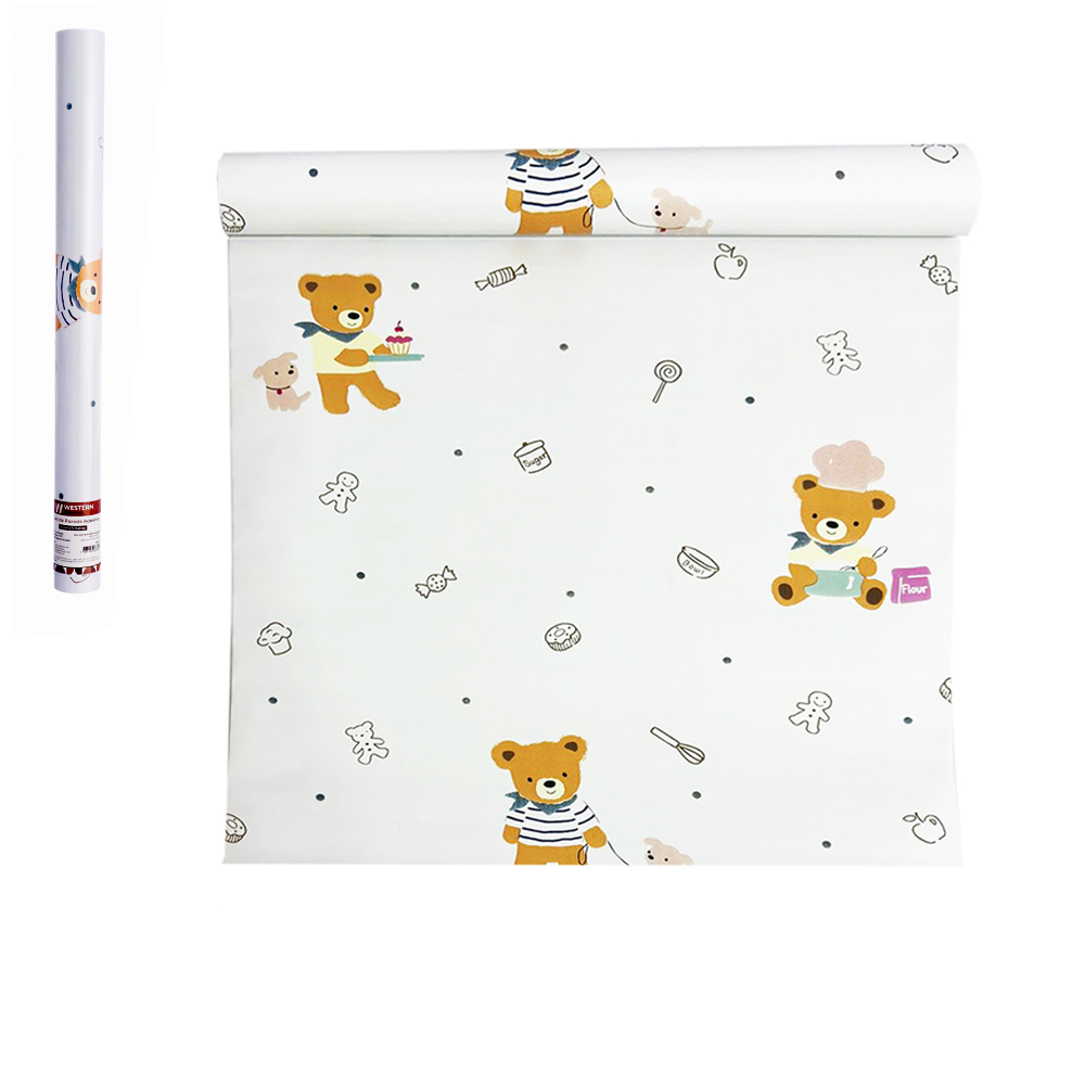 PAPEL DE PAREDE ROLO AUTOADESIVO URSO 45CMX5M 