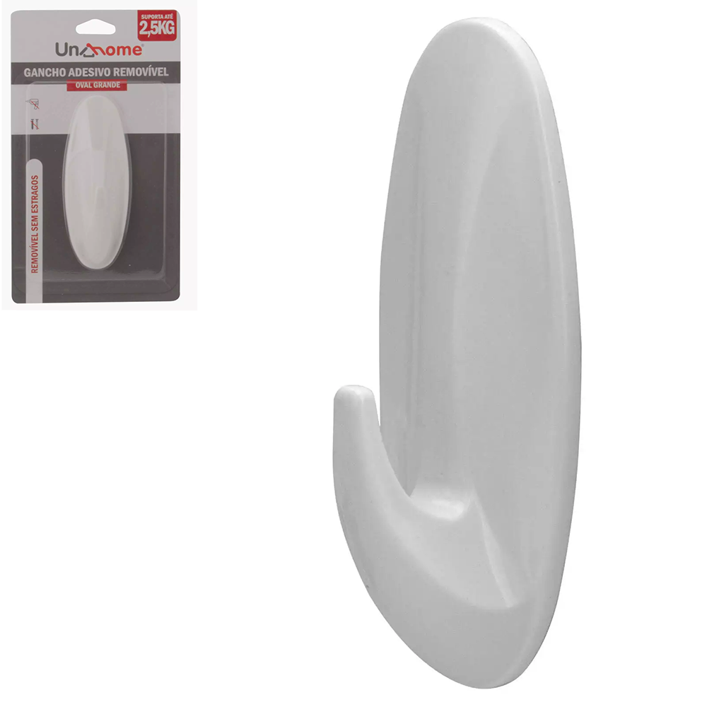 CABIDE GANCHO DE PLASTICO OVAL GRANDE AUTOADESIVO 10,5X3,8X3,5CM