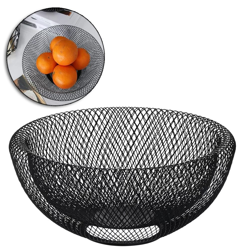 CESTA FRUTEIRA DE MESA ARAMADO REDONDA BLACK INOVA 13X29CM DE Ø